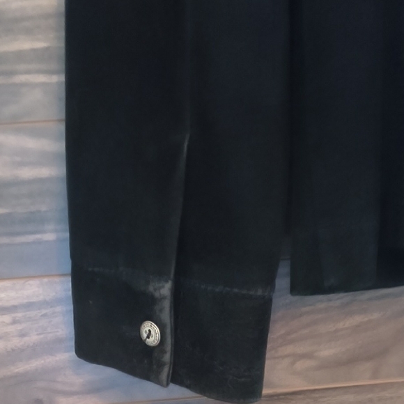 VINTAGE Sportswear Black Embroidered Western Jacket - Size 13 - Soft Viscose - Picture 9 of 11